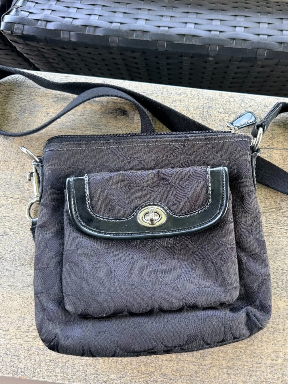 Coach Signature Jacquard Turnlock Swingpack Purse